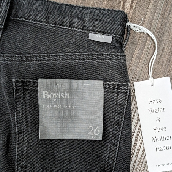 NWT Boyish The Billy High Rise Skinny Jeans Space Odyssey Black Size 26 - Picture 9 of 13